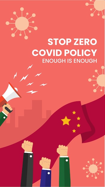 Detener la política de bloqueo y covid 19 en la plantilla de vector de china