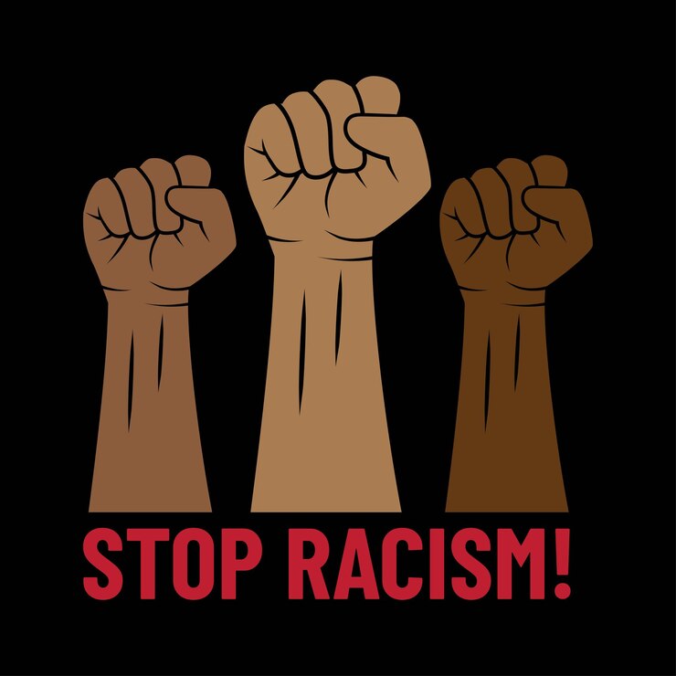Detener el racismoVector de diferentes colores puños hacia arriba Las vidas negras importan Mes de la historia negra