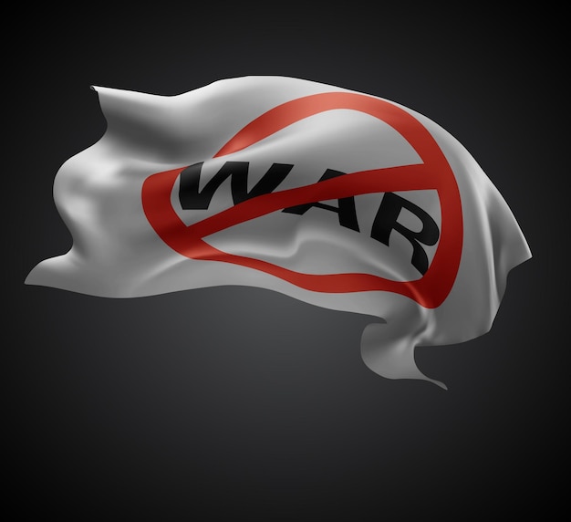 Detenga la bandera vectorial de guerra 3D con ondas en un fondo negro