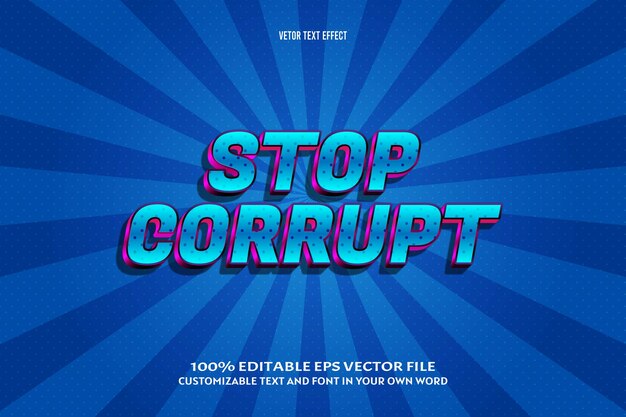Detenga el efecto de texto editable corrupto en relieve en 3 dimensiones estilo cómico