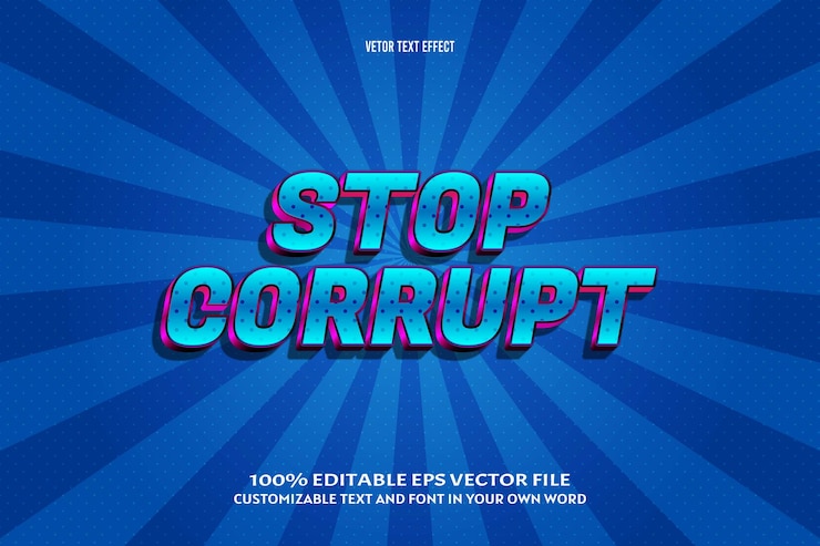 Vector detenga el efecto de texto editable corrupto en relieve en 3 dimensiones estilo cómico