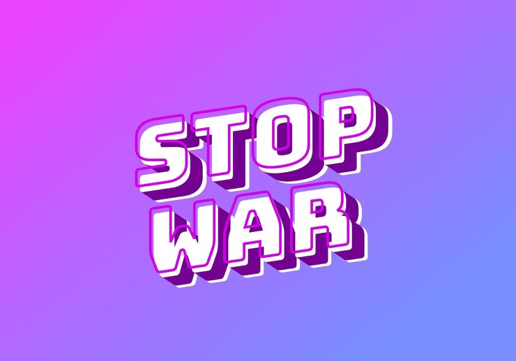 Vector detenga la guerra efecto de texto en 3d con colores llamativos