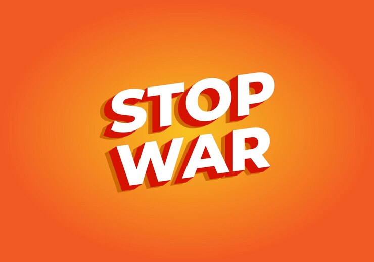 Vector detenga la guerra efecto de texto en 3d con colores llamativos