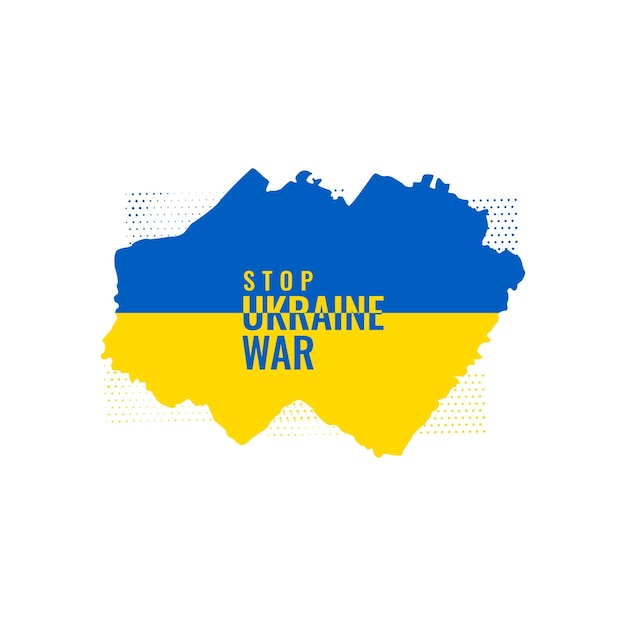 Detenga el texto de guerra de ucrania con un diseño de color de bandera abstracto