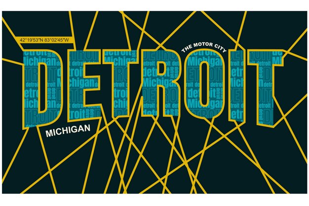 Detroit USA Diseño de tipografía vintage en ropa de camiseta de ilustración vectorial y otros usos