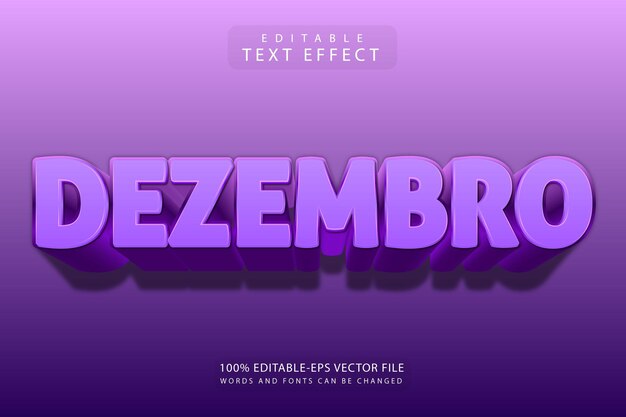 Dezembro efecto de texto editable 3 dimensiones en relieve estilo moderno