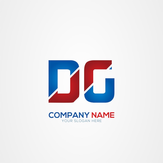DG o GD Creative Modern Letters Diseño del logotipo Elemento rojo y azul