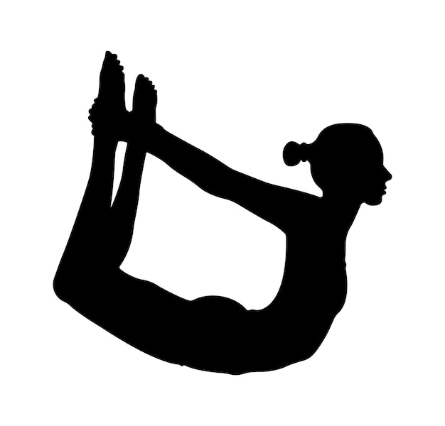 Dhanurasana espalda doblada asana yoga pose ejercicio silueta entrenamiento entrenamiento mujeres ilustración