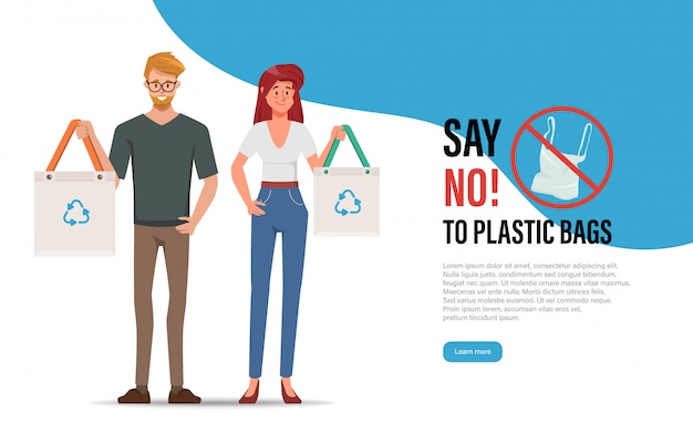 Di no a las bolsas de plástico. Concepto de problema de contaminación. Estilo de vida de personas para salvar el concepto del mundo.