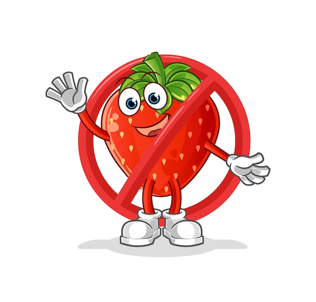 Di no a la mascota de la fresa. vector de dibujos animados