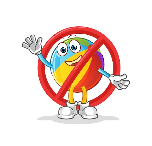 Di no a la mascota de la pelota de playa. vector de dibujos animados
