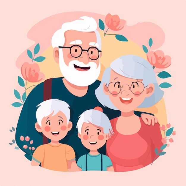 Día de los abuelos abuelo y abuela ilustración vectorial de abuelos