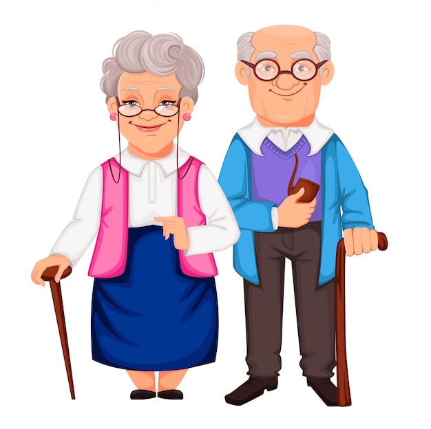 Vector día de los abuelos. abuelo y abuela