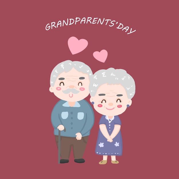 Vector día de los abuelos personas mayores y amor de pareja de ancianos