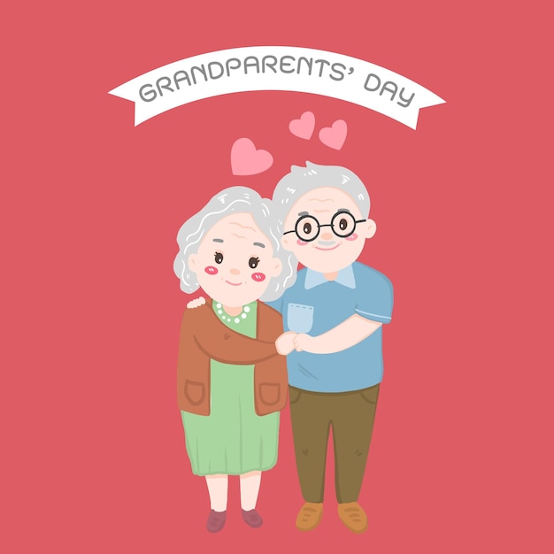 Vector día de los abuelos personas mayores y amor de pareja de ancianos