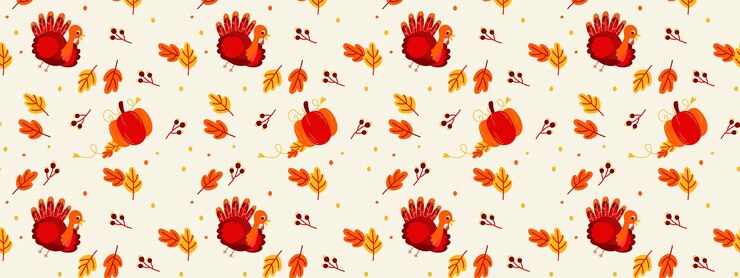 Día de acción de gracias Patrón de otoño Fondo textil con hojas de otoño bayas de calabaza y pavo