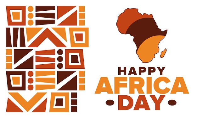 Día de África Feliz Día de la Libertad Africana y Día de la Liberación Patrón tradicional africano Cartel vectorial