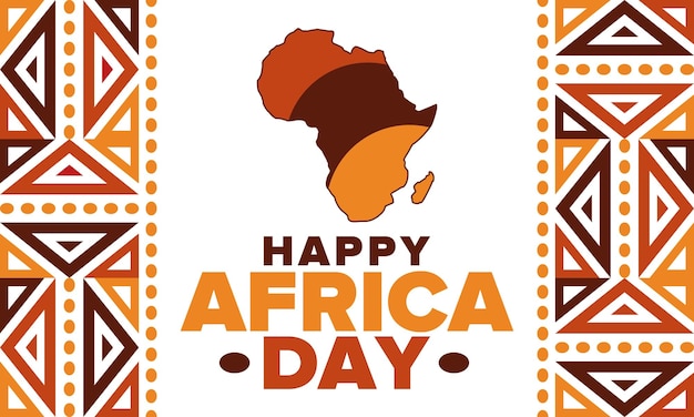 Día de África Feliz Día de la Libertad Africana y Día de la Liberación Patrón tradicional africano Cartel vectorial