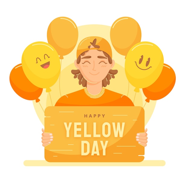 Día amarillo dibujado a mano ilustración plana