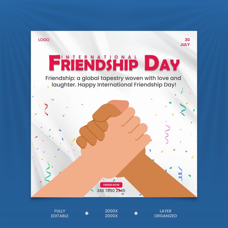 Día de la amistad plantilla de diseño de publicaciones en las redes sociales día de la amabilidad con una cita sobre el día de la amistad