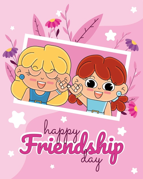 Día de la Amistad retrato de niños felices Vector