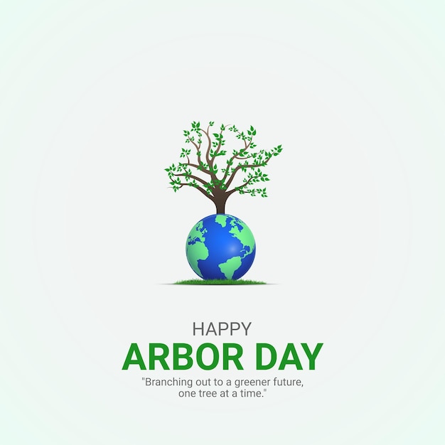 Vector día del árbol: diseño de anuncios creativos para el día del árbol 25 de abril, póster vectorial de redes sociales 3d
