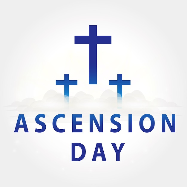 Día de la Ascensión de Jesús con un diseño simple sobre un fondo blanco y una cruz azul