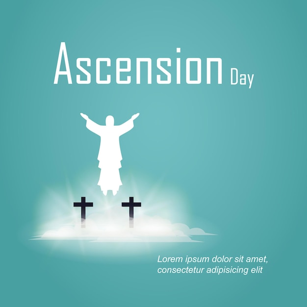 Día de la Ascensión del Señor Jesús con el símbolo de la Estatua de Jesús a la izquierda