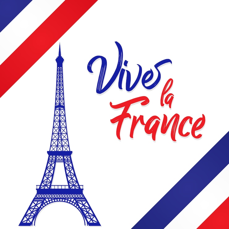 Vector el día de la bastilla el 14 de julio, vive la france, france celebrate