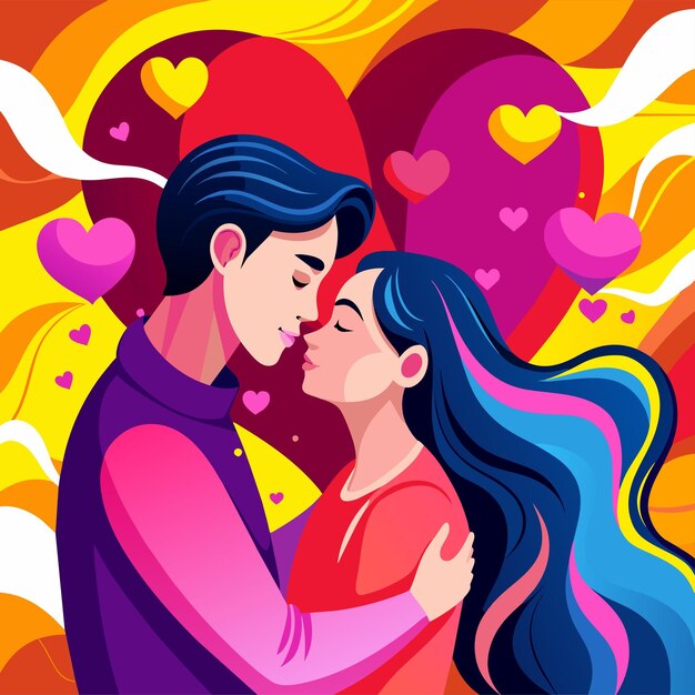 Vector el día del beso para la pareja de amor