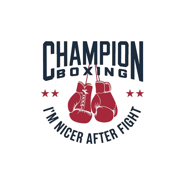 día de boxeo con guantes vector tipo logotipo
