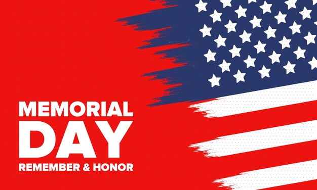 Día de los Caídos en Estados Unidos Recuerde y honre el feriado Cartel de vectores de las Fuerzas Armadas de los Estados Unidos