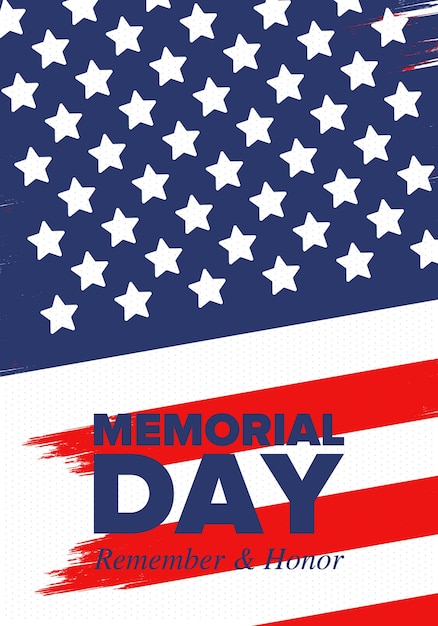 Día de los Caídos en Estados Unidos Recuerde y honre el feriado Cartel de vectores de las Fuerzas Armadas de los Estados Unidos