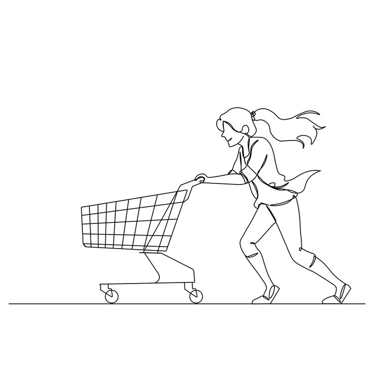 Vector el día de las compras elementos arte de línea continua una línea