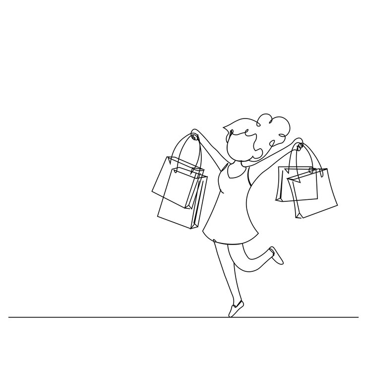 Vector el día de las compras elementos arte de línea continua una línea