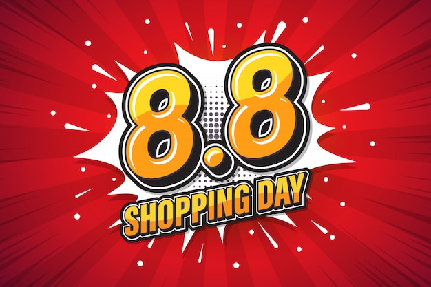 Día de compras fuente expresión pop art. banner de marketing