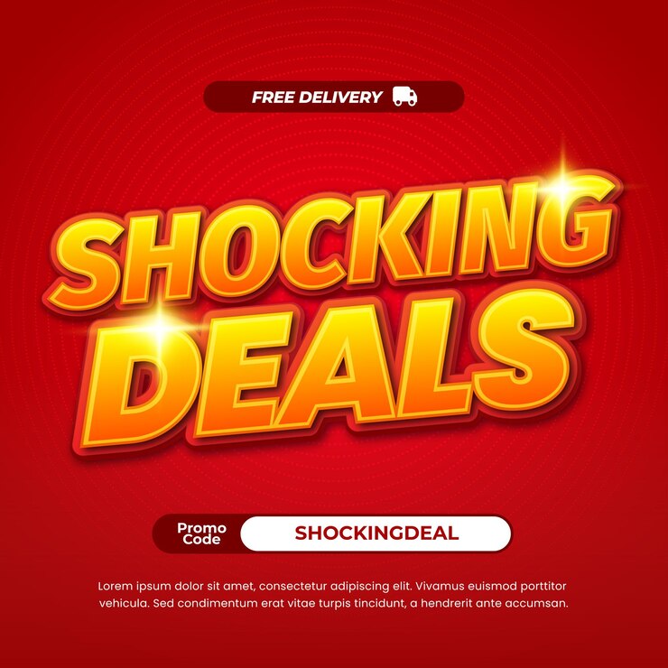 Día de compras impactante ofertas de descuento de ventas con vector de banner simple de gradiente rojo