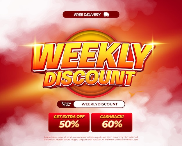 Día de compras semanal Ofertas de descuento de ventas Círculo de fondo de gradiente naranja rojo