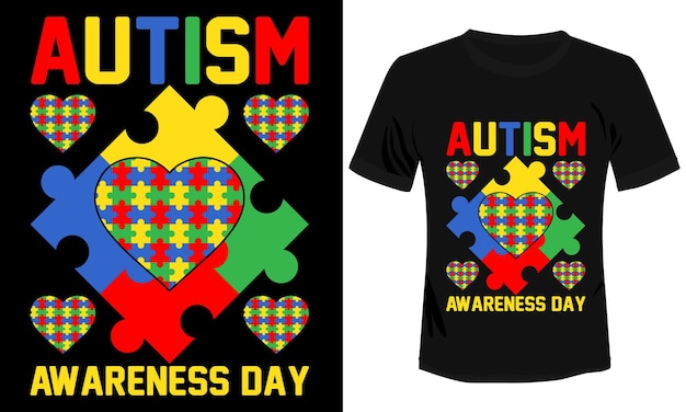 Vector día de la concienciación sobre el autismo diseño de camisetas ilustración vectorial