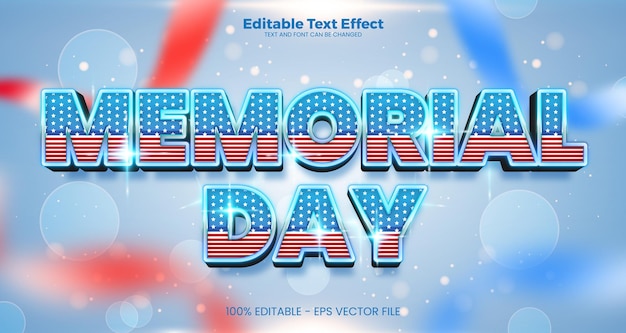 Día conmemorativo Efecto de texto editable en el estilo de tendencia moderna
