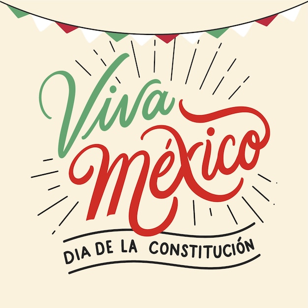 Vector día de la constitución de méxico dibujado a mano