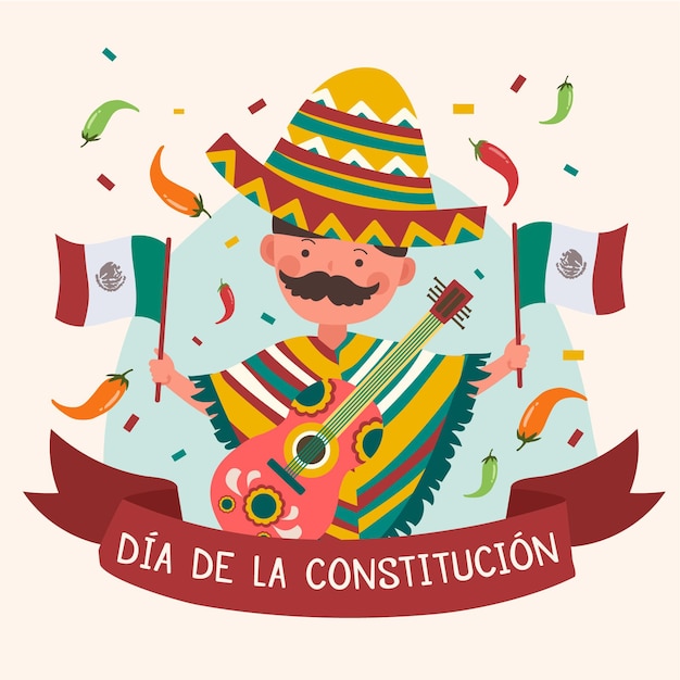 Vector día de la constitución de méxico con el hombre