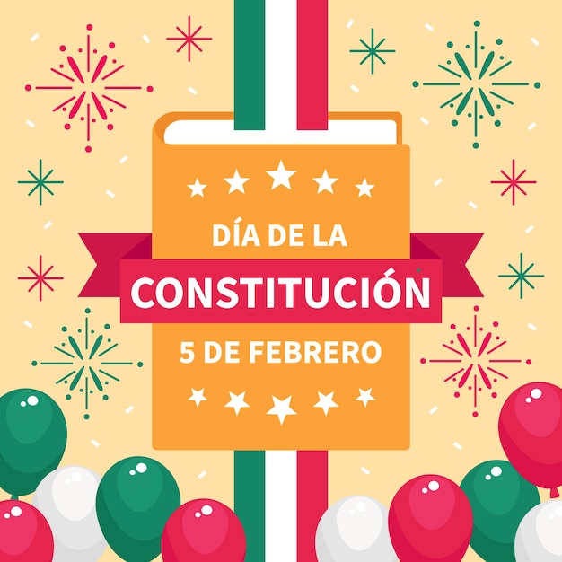 Vector día de la constitución de méxico plana