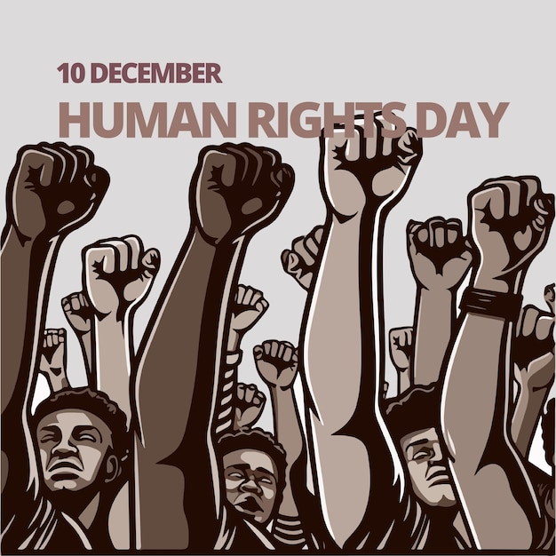 Día de los derechos humanos cartel grunge textura vector ilustración