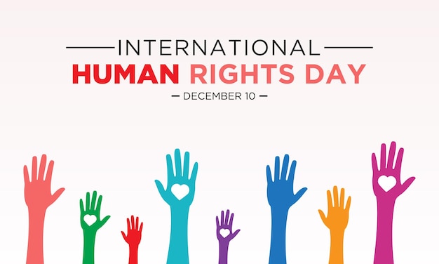 El día de los derechos humanos se celebra cada año el 10 de diciembre Ilustración vectorial sobre el tema del día internacional de los Derechos Humanos Plantilla para cartel de felicitación de pancarta con fondo