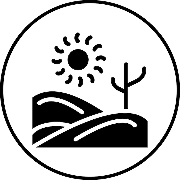 Día del desierto Icono vectorial del paisaje Ilustración del conjunto de iconos de paisajes
