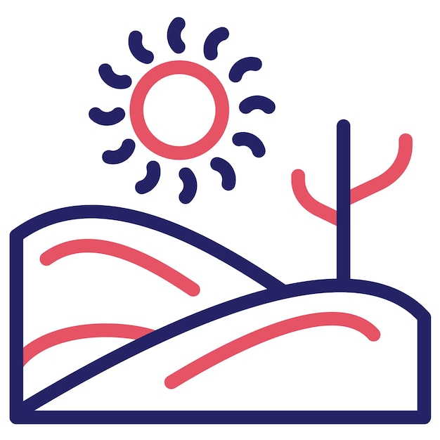 Día del desierto Icono vectorial del paisaje Ilustración del conjunto de iconos de paisajes