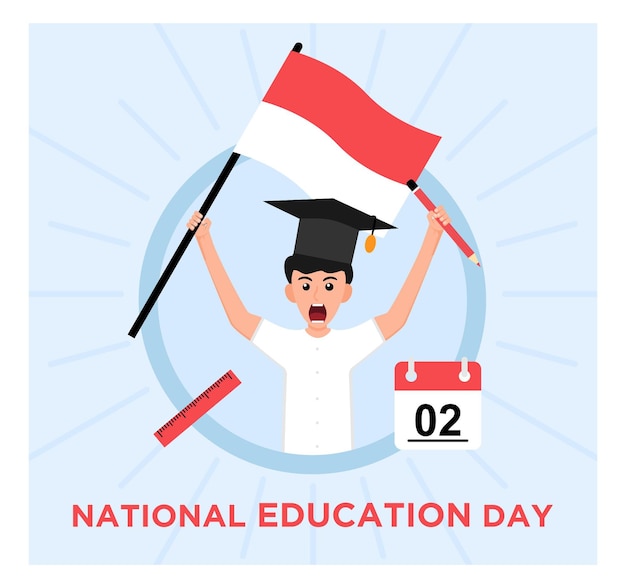 Día de la educación nacional de Indonesia plana