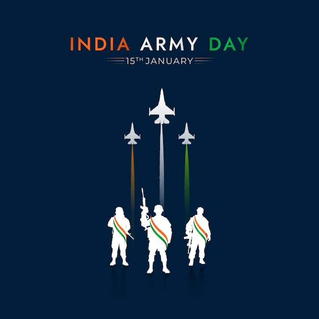 Vector día del ejército indio 15 de enero publicación en redes sociales
