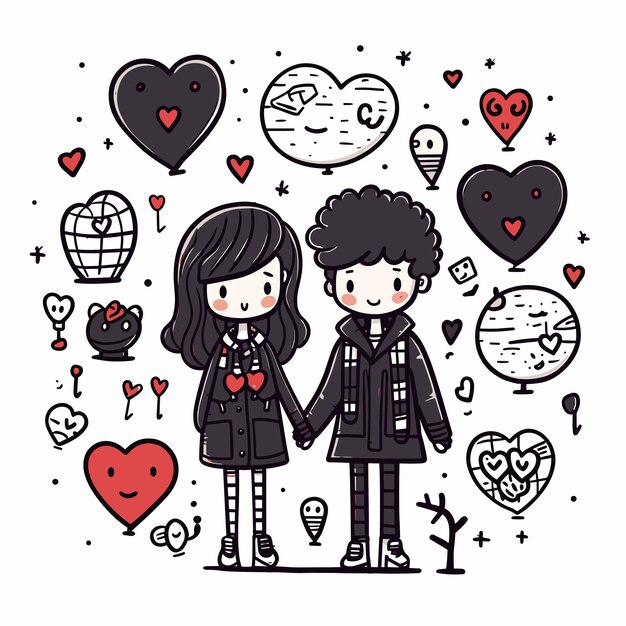 Vector el día de los enamorados, la pareja, la boda, el dibujo de la pareja.